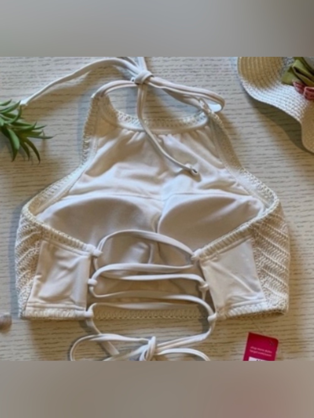 Xhilaration Crochet High-Neck Bikini Top In Ivory - Picture 3 of 3